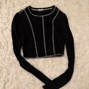 Garage Black Long Sleeve Crop Top